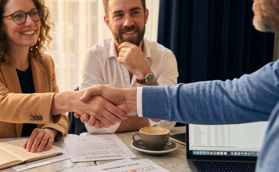 Business owner and bookkeeper working together.