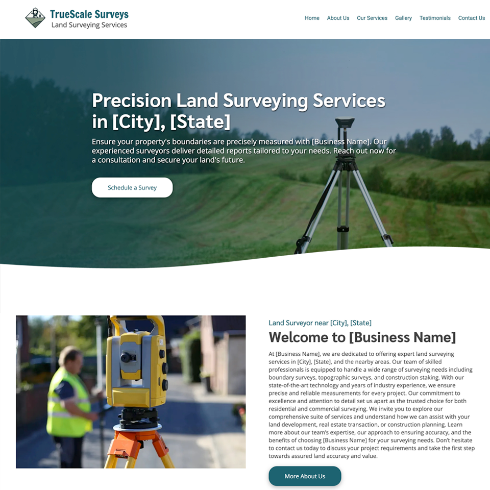 Land surveyor website design theme