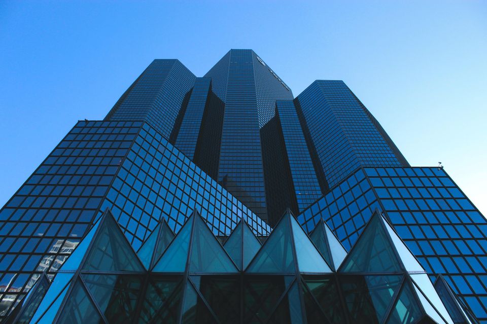 Commercial office buildings looking up
