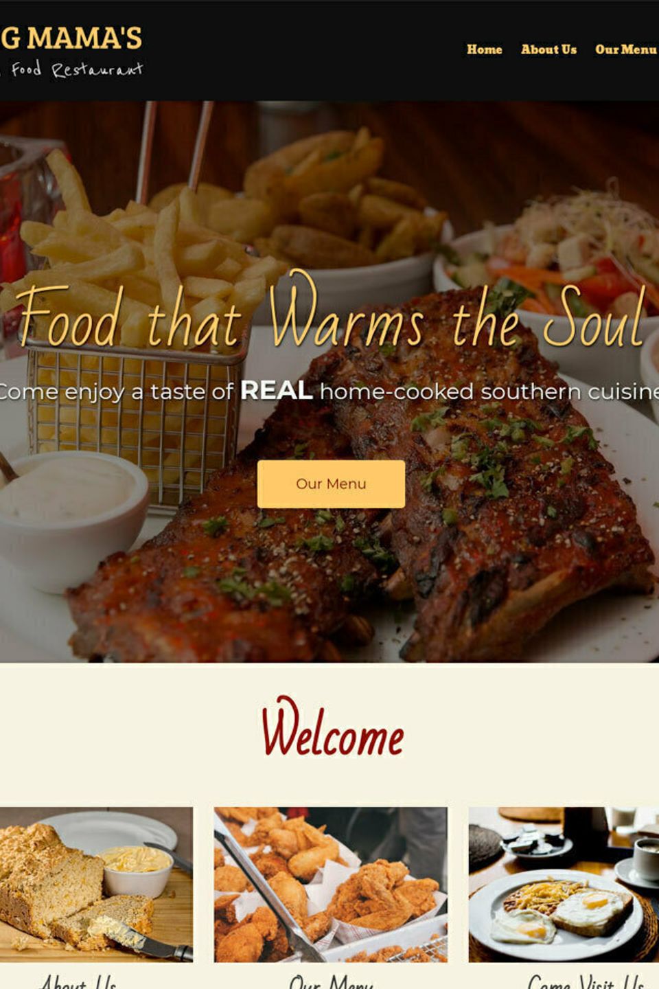 Restaurant Sample Website Homepage