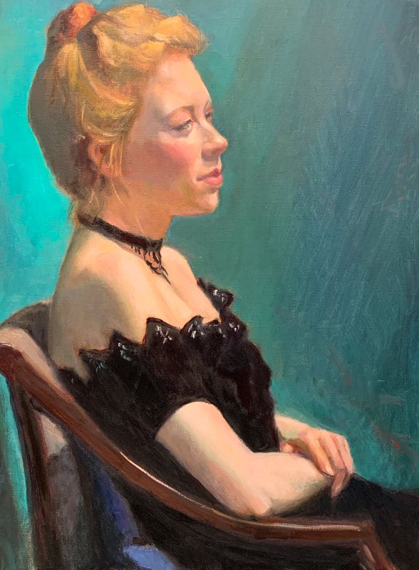 Moore devi anne caroline in black velvet 18 x 24 oil