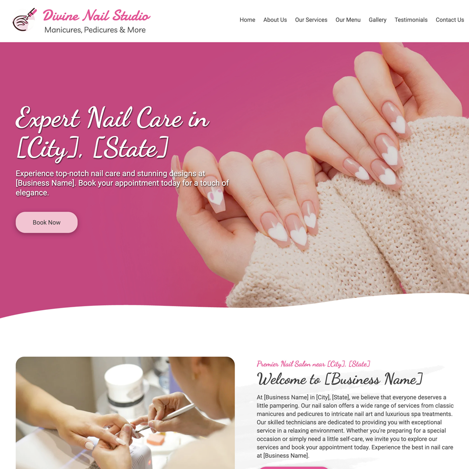 Nail salon website design theme