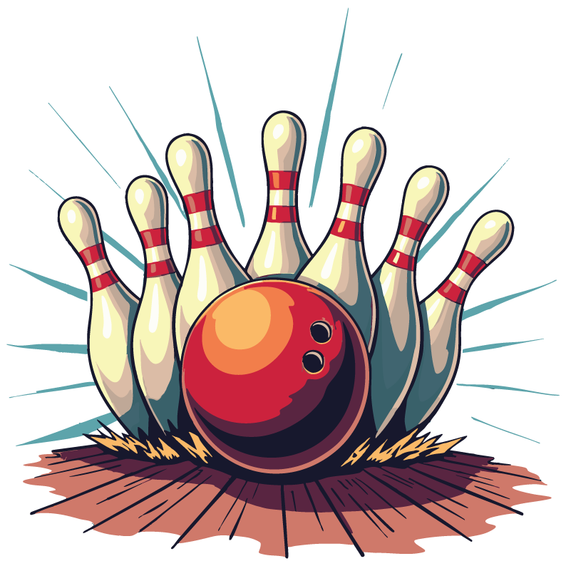 Bowling   pins and red ball 19