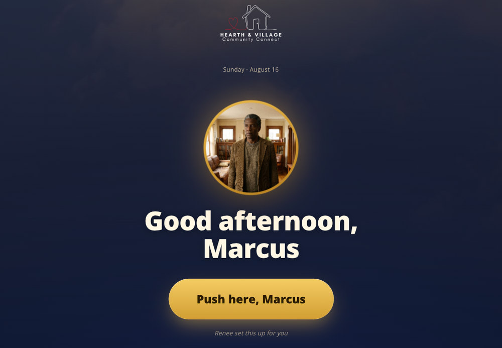 The Marcus Family Portal welcome screen