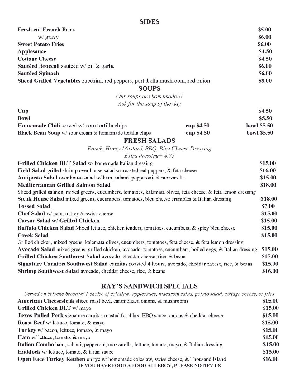 Lunch menu rays  page 2