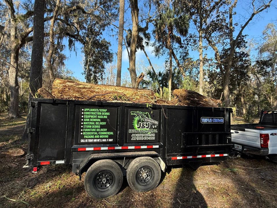 A full trailer of tree stumps, done by JNJ Hauling Solutions of Citrus County
