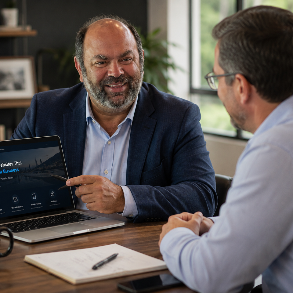 Me sitting down with website client
