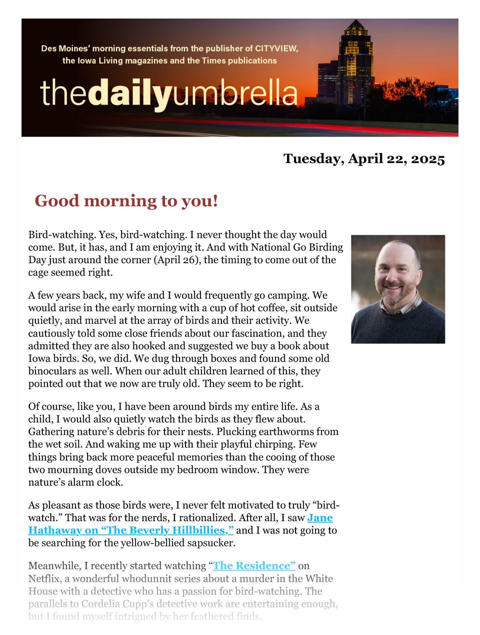 April 22 daily umbrella  most beautiful bulldog  bird watching  why don't astronauts like gravity  1