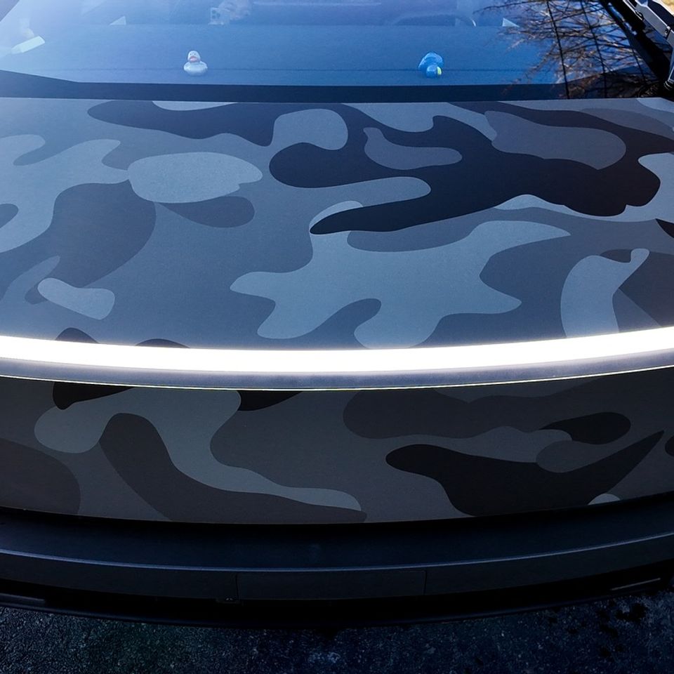 Tesla truck front hood camouflage