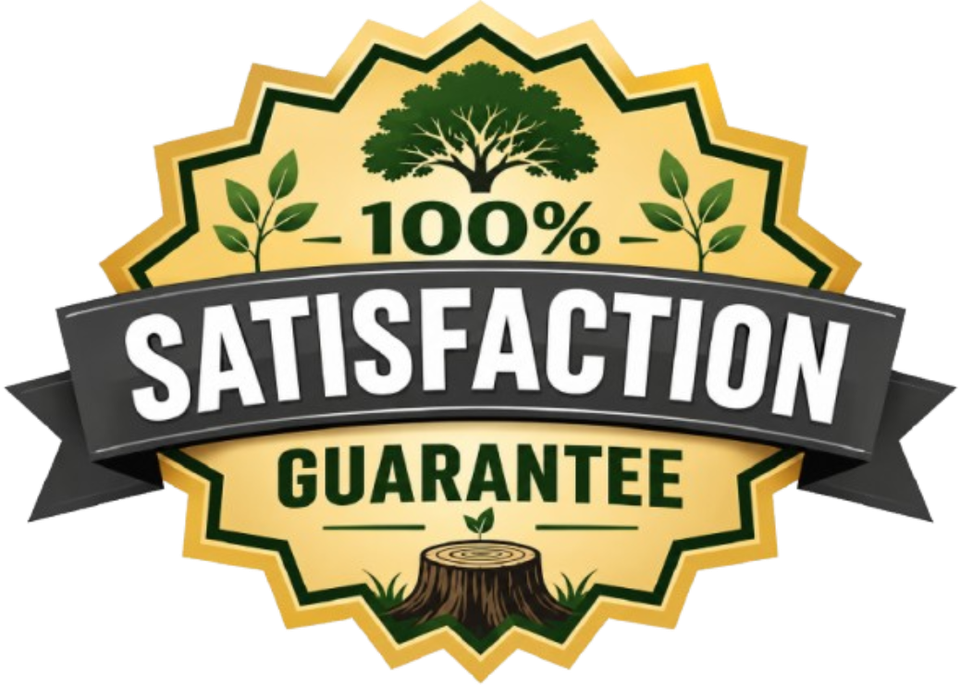 100% satisfaction guarantee on tree trimming and stump grinding services by The Arbor Tree Service Company