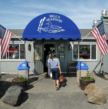 Entrance to Bill's Seafood restaurant in Westbrook, CT