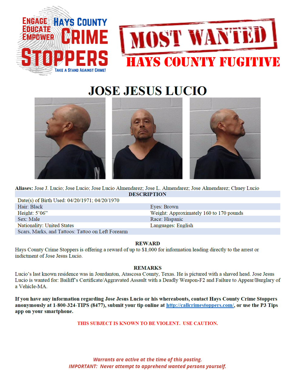 Lucio most wanted poster
