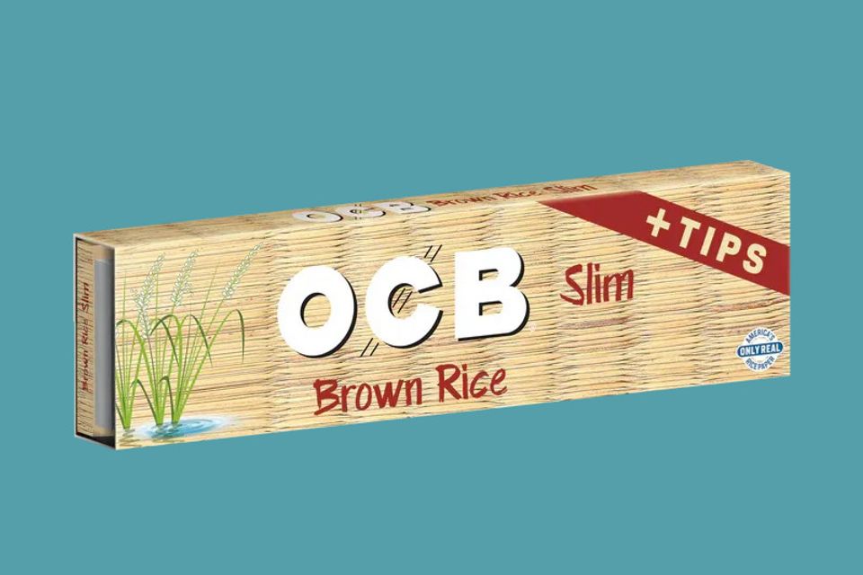 OCB Rolling Papers With Tips - Brown Rice Slim