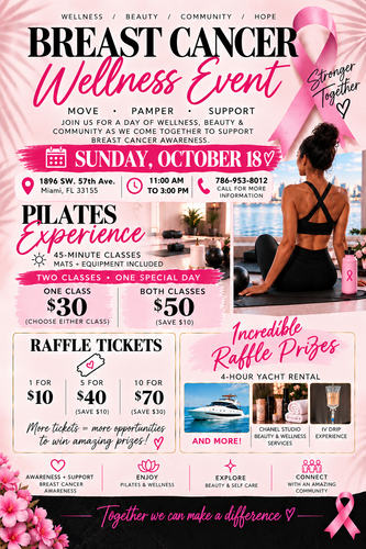 Chanel Studio Breast Cancer Wellness Event in Miami featuring Pilates classes, wellness experiences and raffle prizes