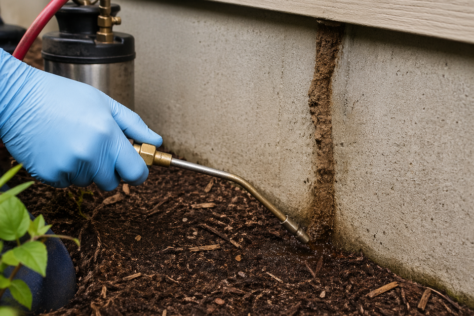 Subterranean termite mud tube treatment for Sacramento area homes