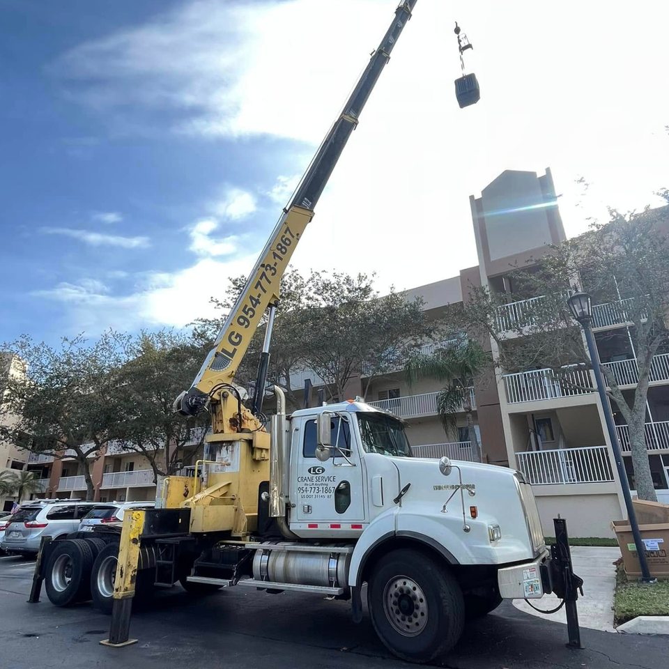 Ac condo job with truck crane