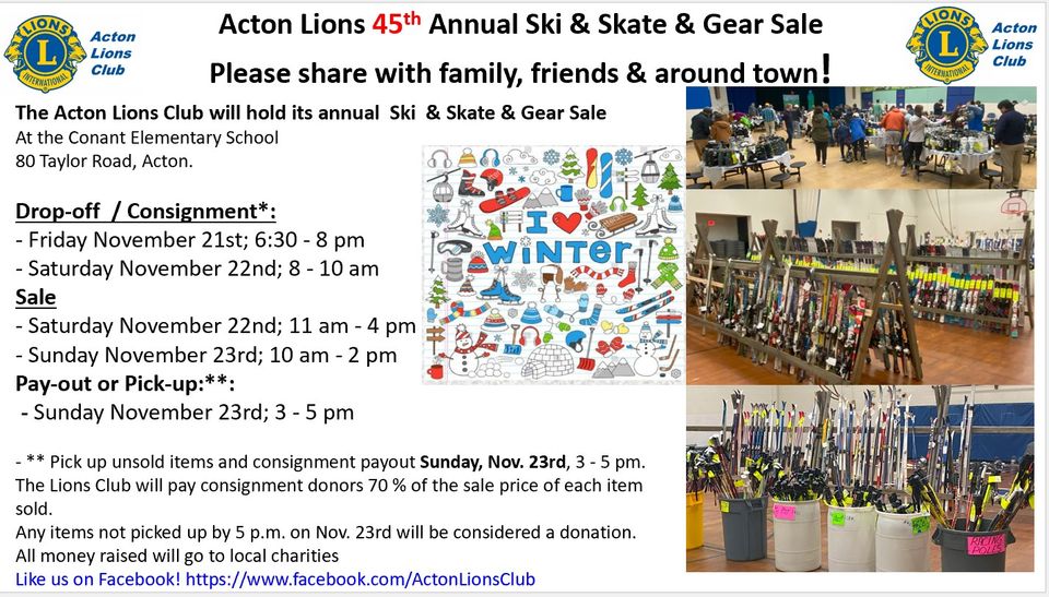 Acton lions ski skate gear sale 