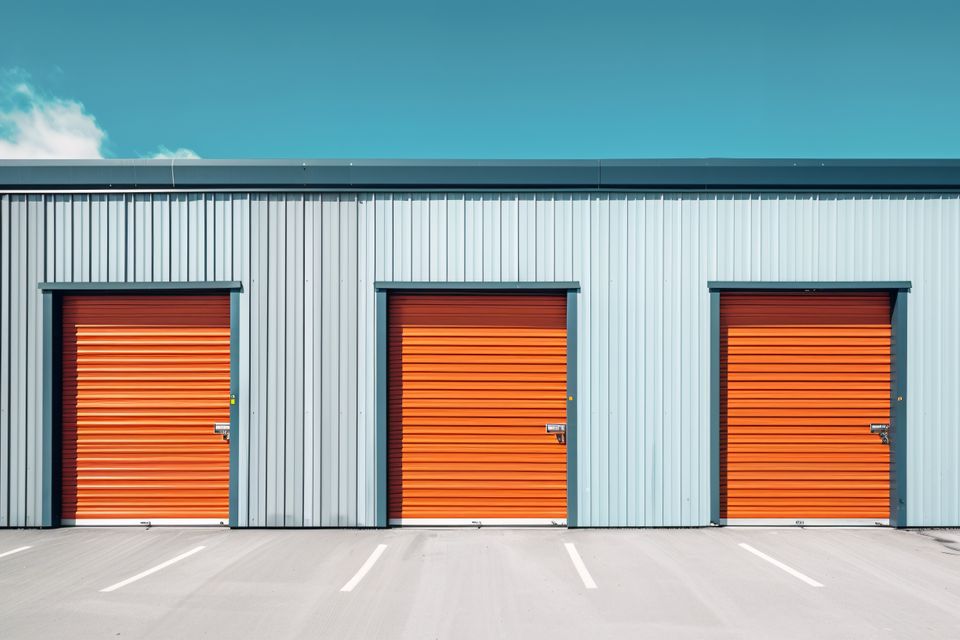 Commercial property with three modern garage doors built by Q-Rock Builders in NY