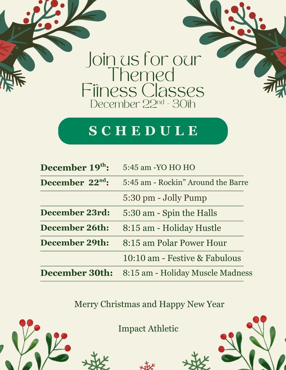 Christmas themed classes