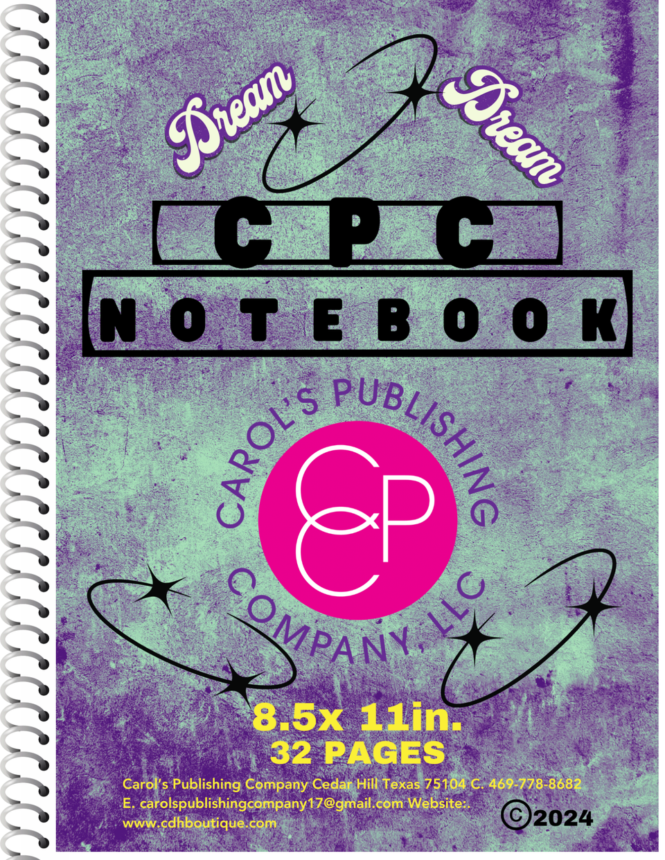 Green watercolor daily planner cover spiral notebook