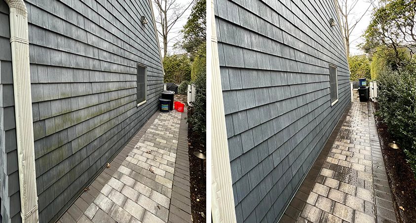 Before after siding brick path