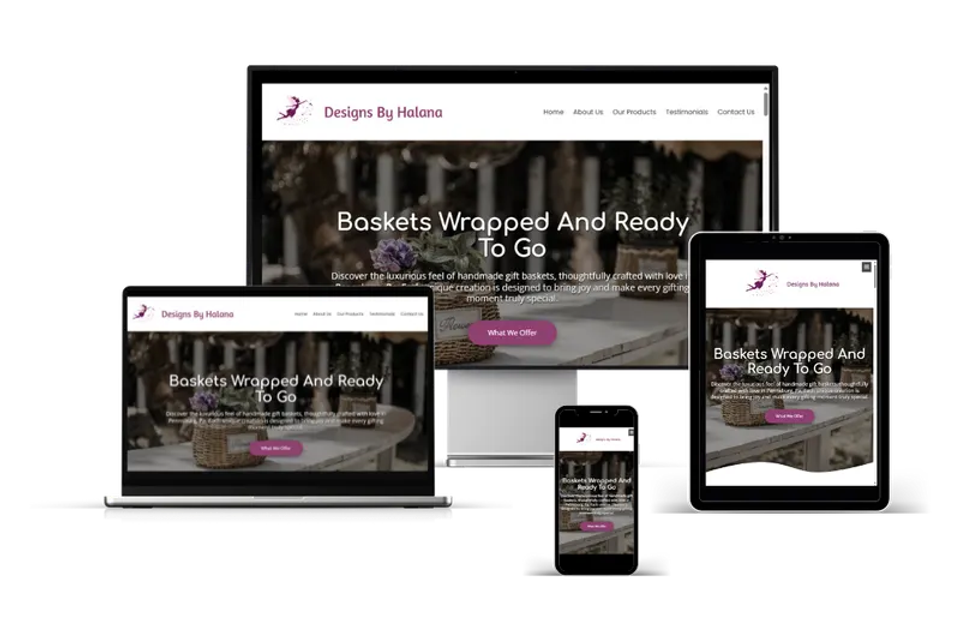 Mobile-friendly website design for a local gift basket and craft business in Pennsylvania