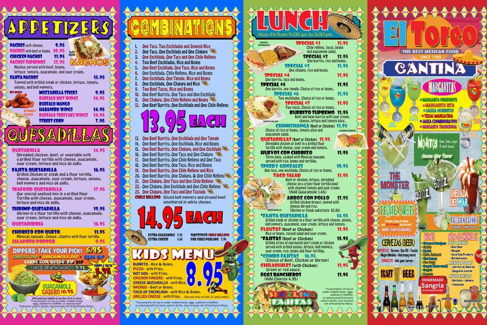 El toreo menu page one 10 10 25