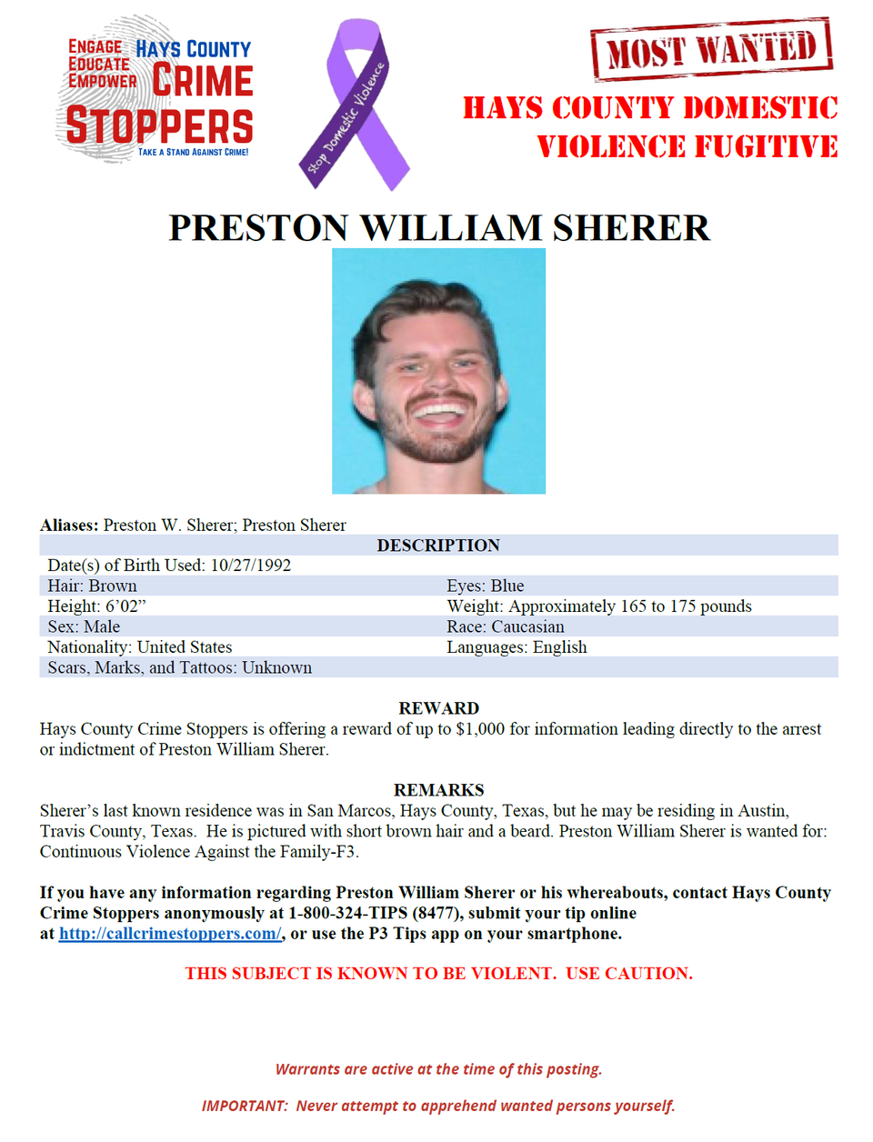 Tews most wanted poster