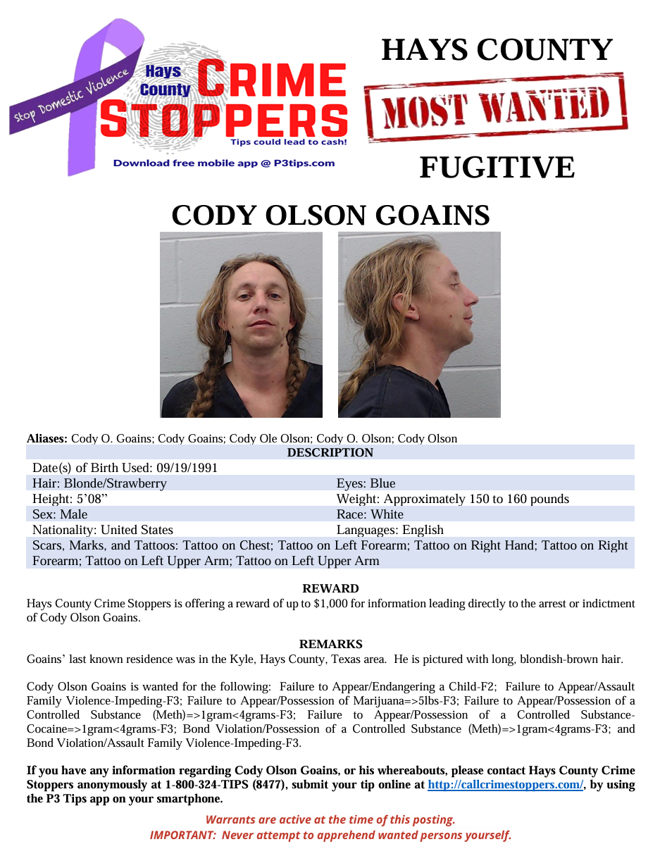 Goains most wanted poster