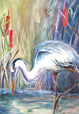 Heron in the reeds nancy