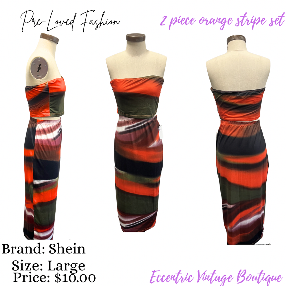Orange stripe 2 piece set