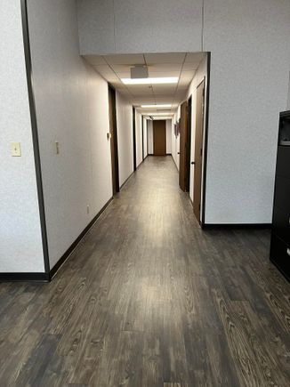 New flooring installed down a hallway