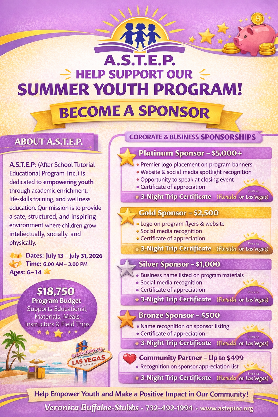 Corporate sponsor flyer summer youth program july 2026