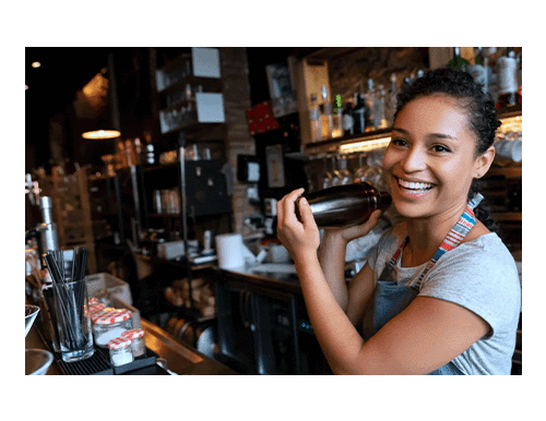 Bartender mixing drinks