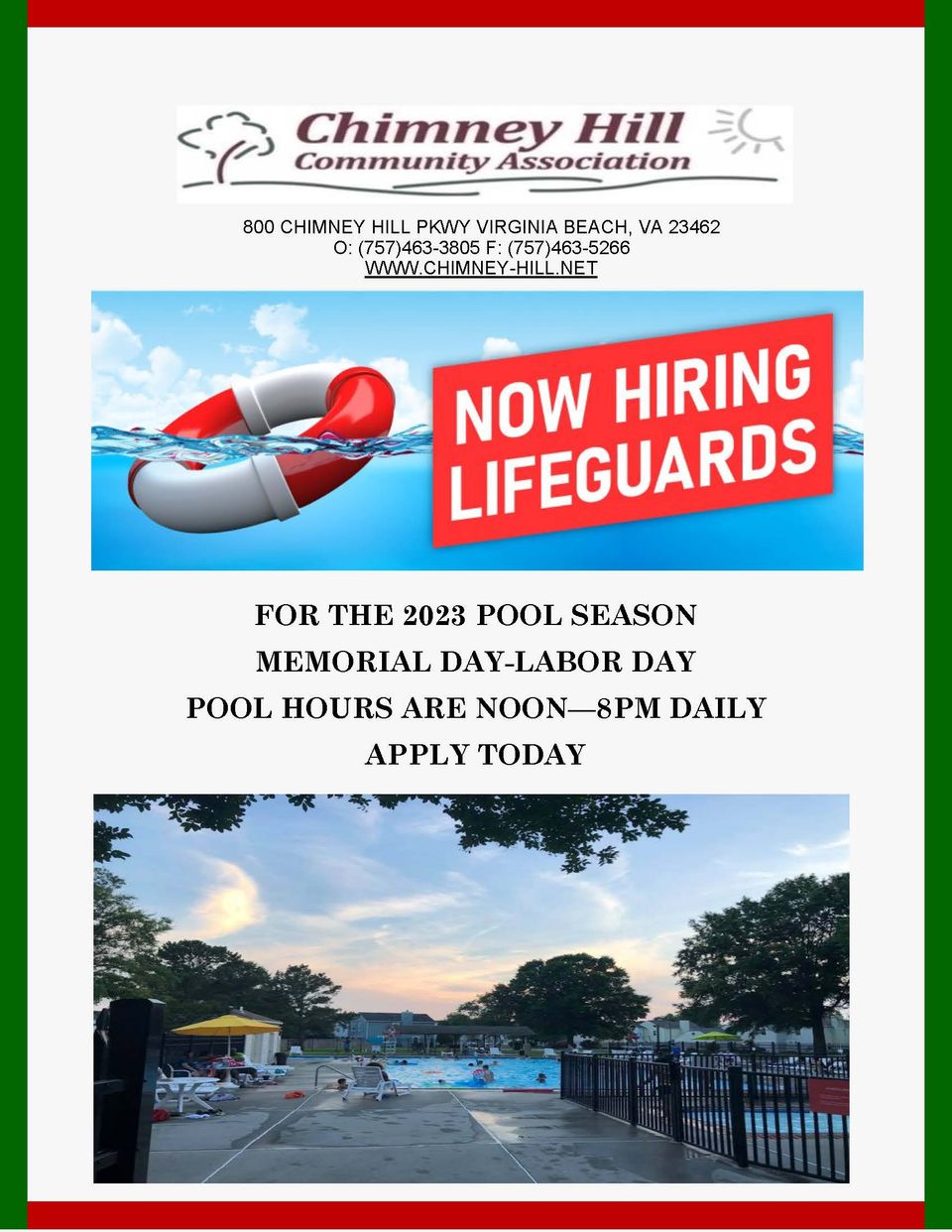 Now hiring lifeguards flyer 