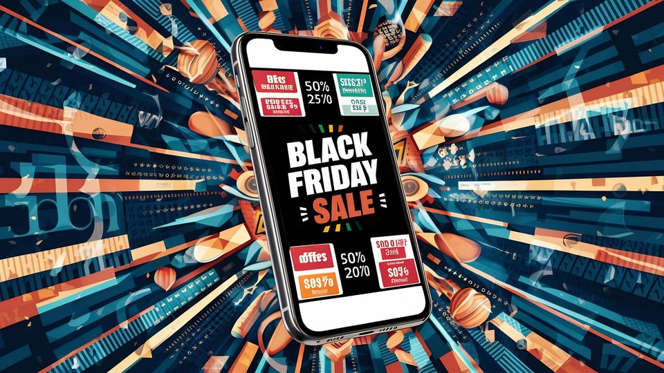 Smartphone with black friday inscription