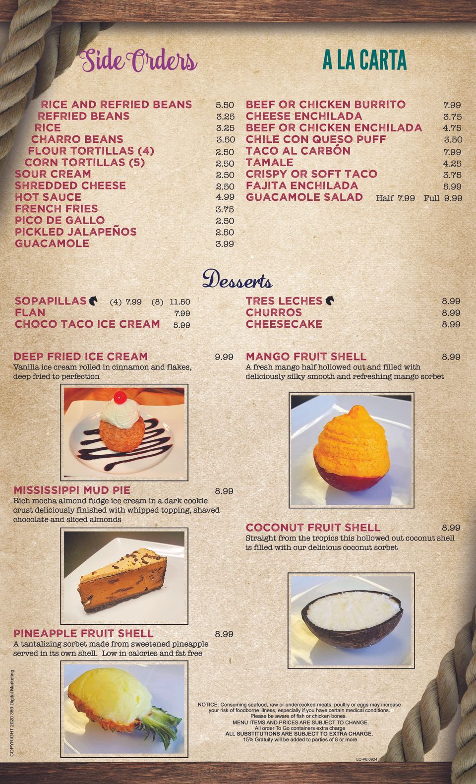 Web menu0924 page6 loscaporales mexican restaurant