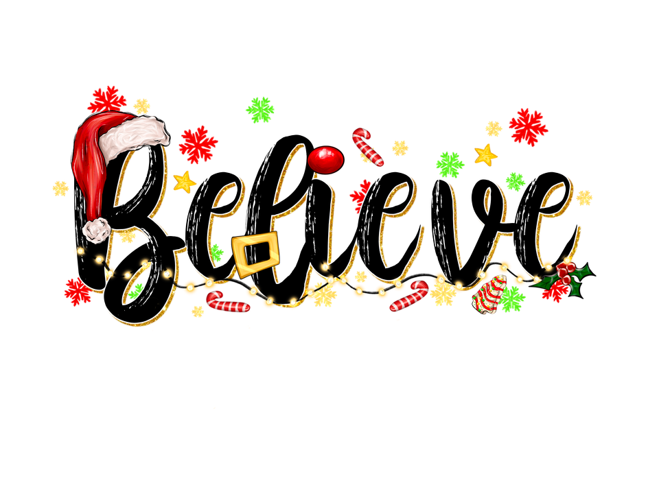 Seasons   christmas believe with santa hat