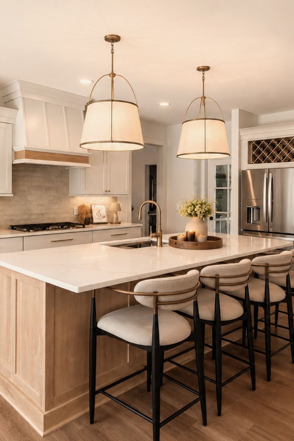Custom kitchen and dining area with large island in a Hudson, Ohio home