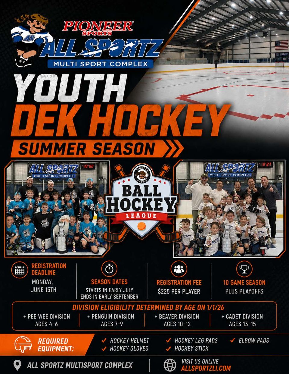 Youth deck hockey summer 2026
