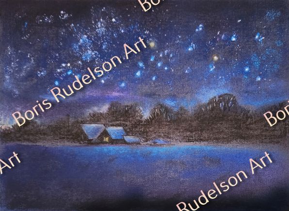Pastel. Winter night