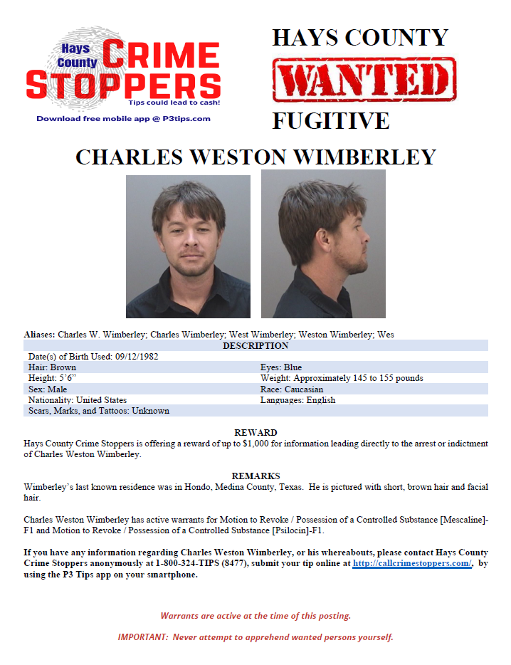 Wimberley wanted poster