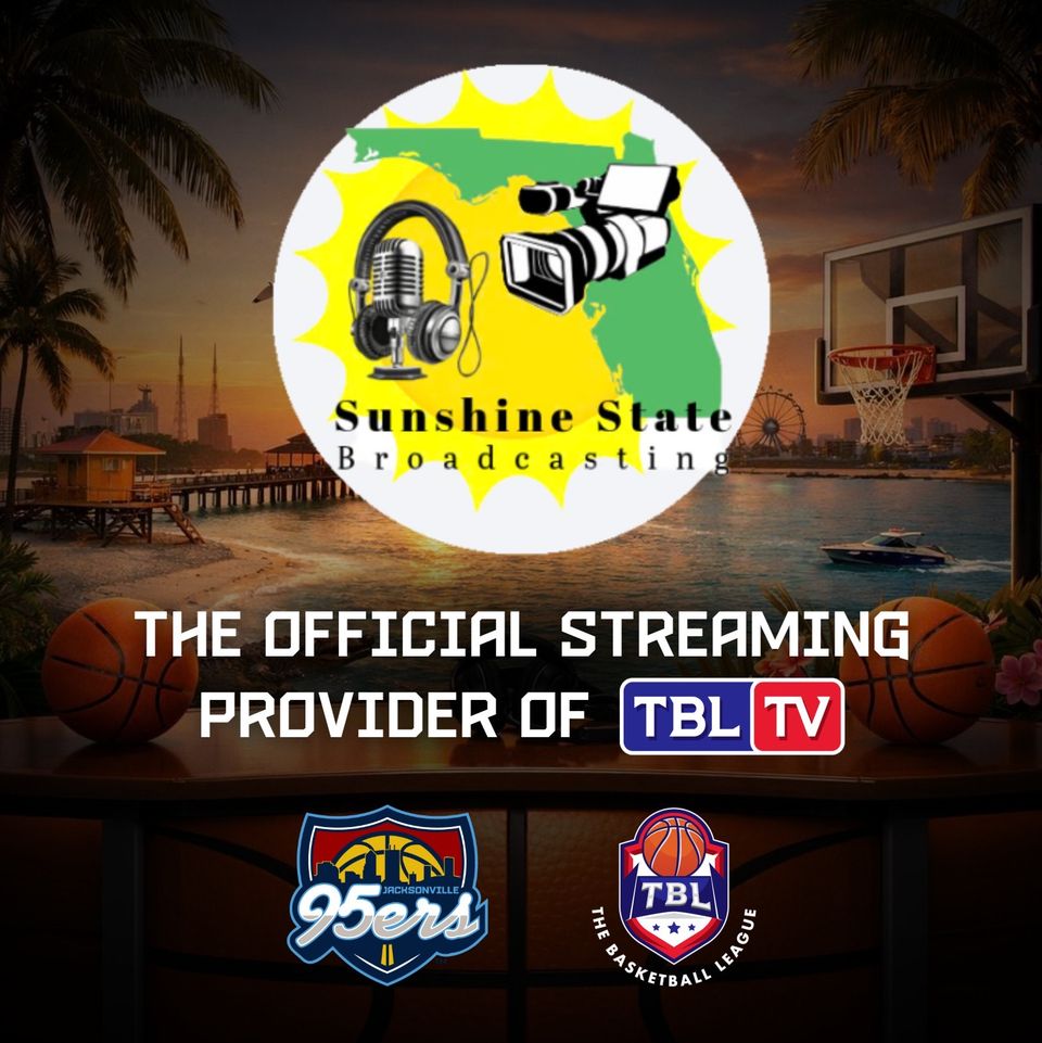Flyer showing that Sunshine Digital Broadcasting is the Official Streaming Provider of The Basketball League TV