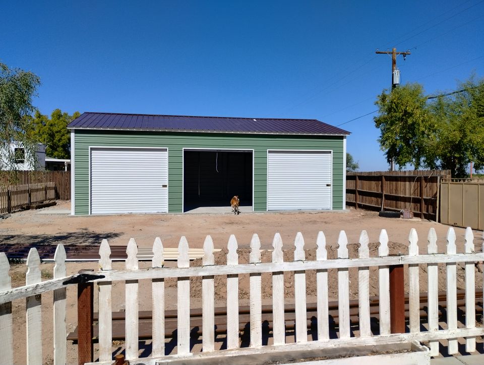 Triple garage green