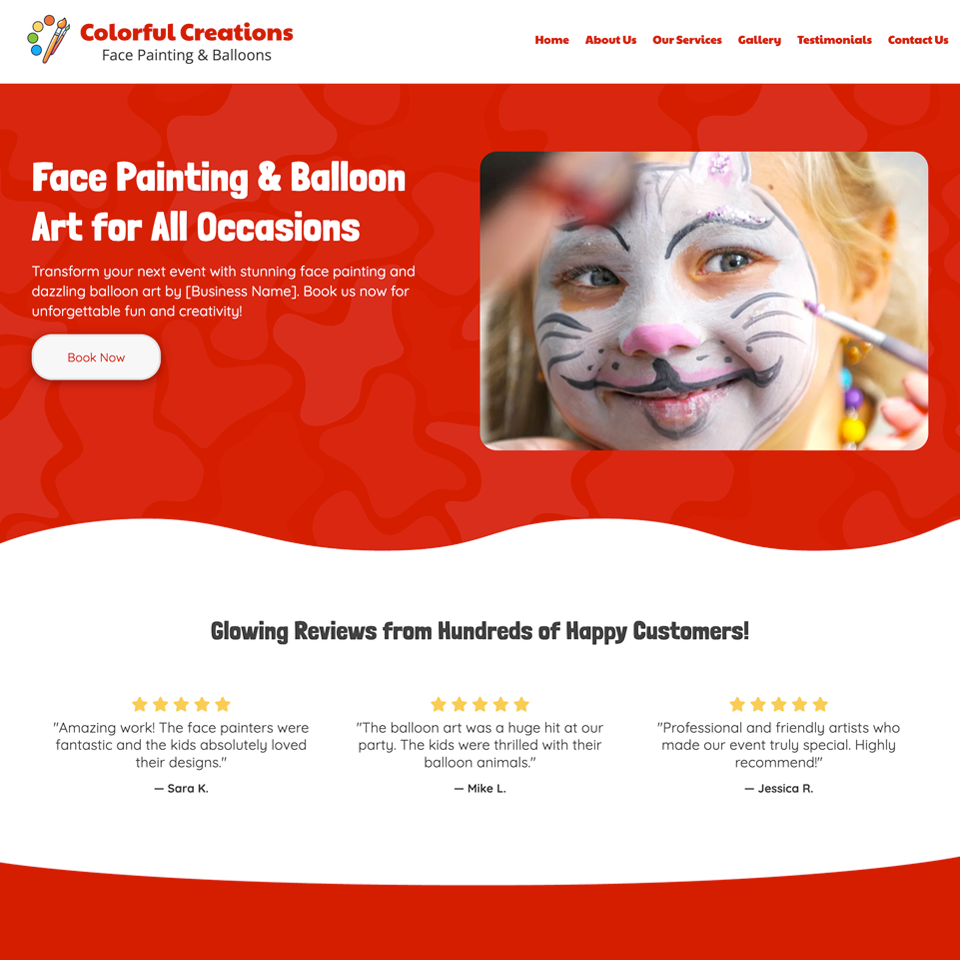 Face painting website edsign theme