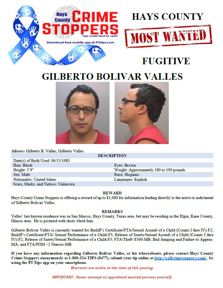 Valles most wanted poster