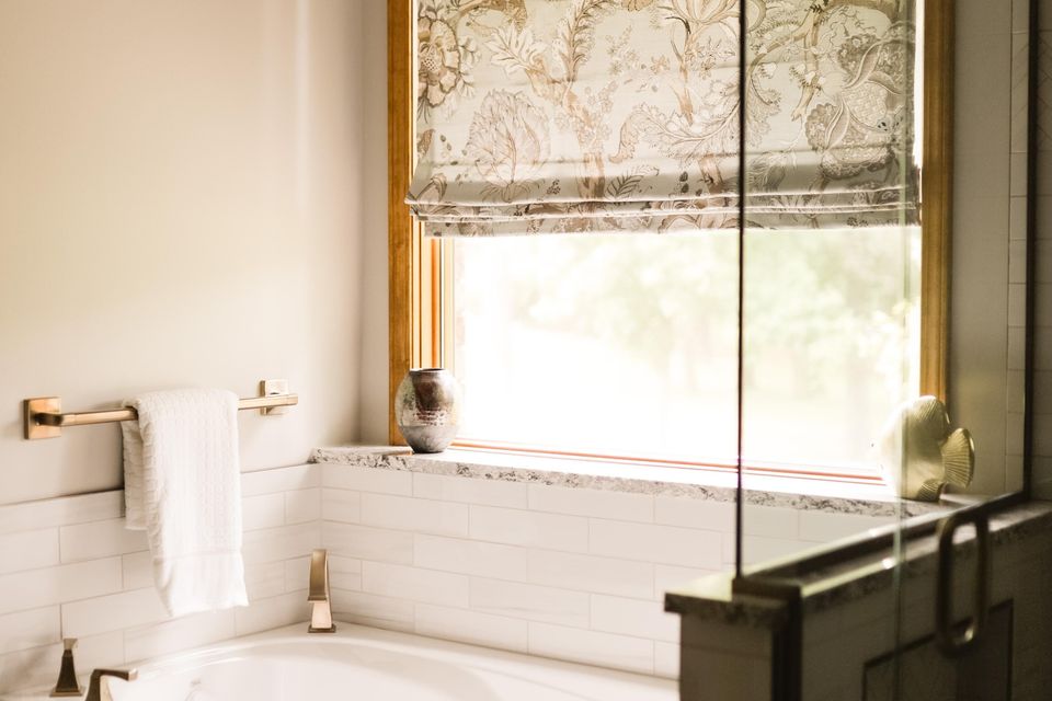 We designed and installed this custom roman shade