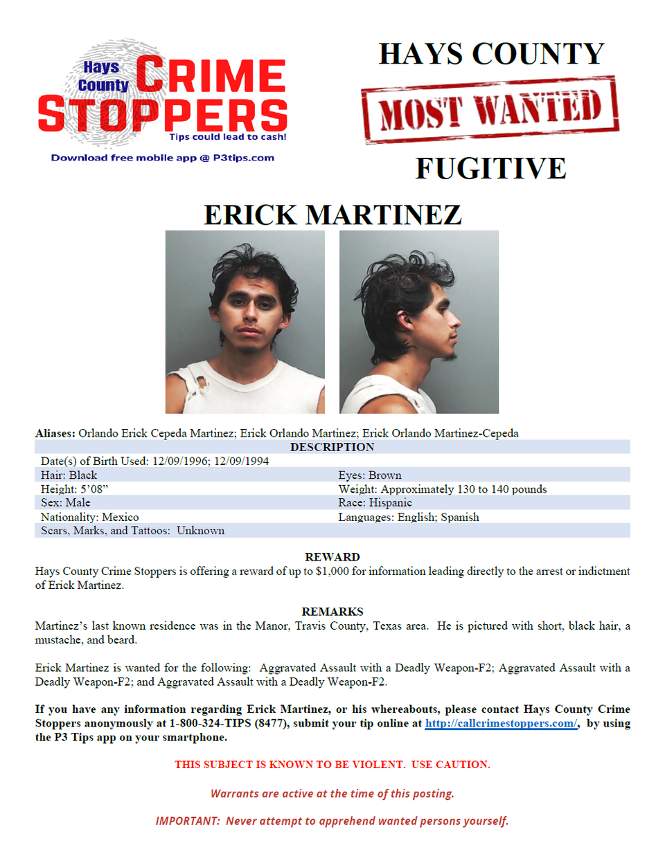 Martinez most wanted poster