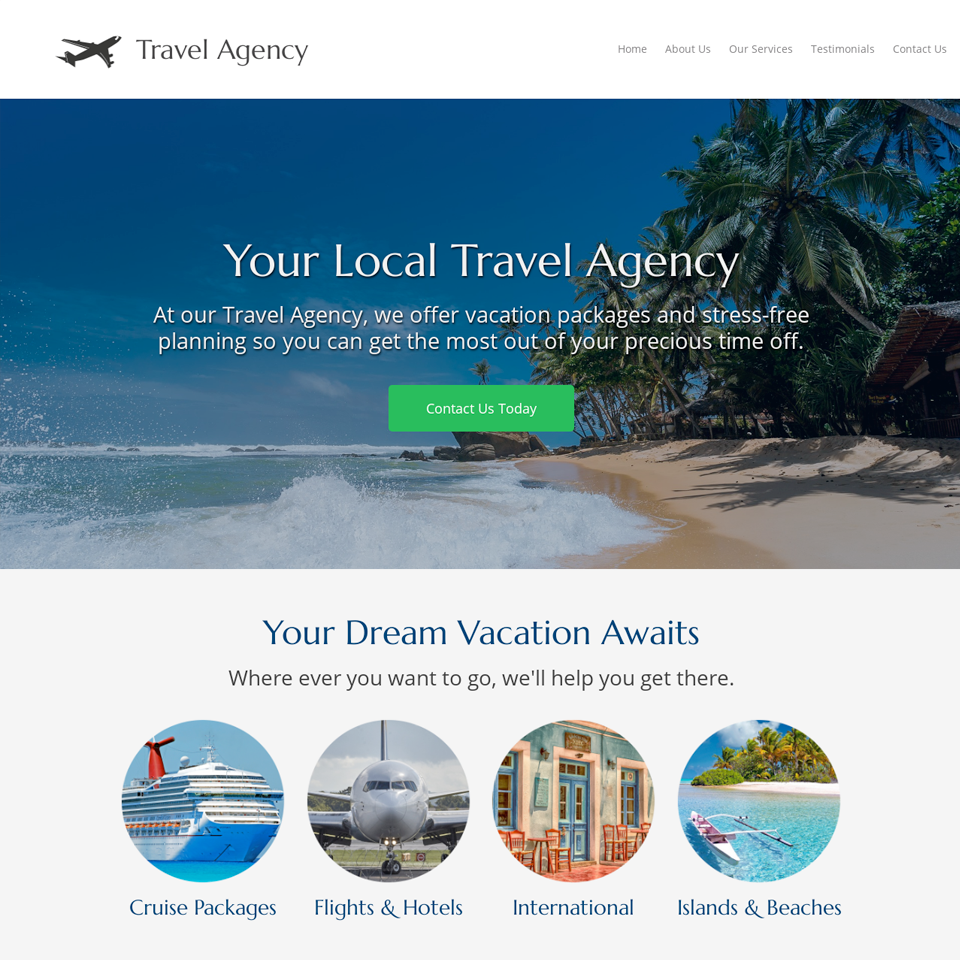 Travel agency website design theme