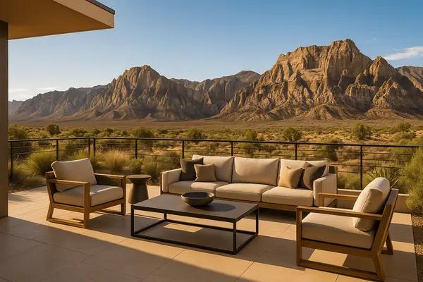 Luxury outdoor living with Las Vegas desert mountain views